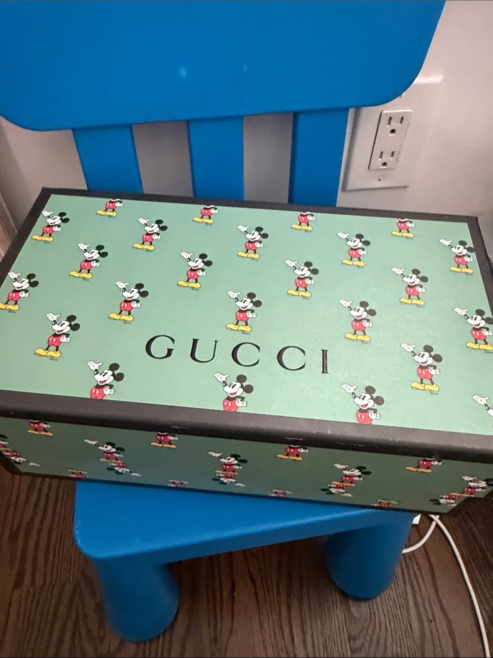 Gucci White Mickey Mouse Sneakers with Red Heel Accent